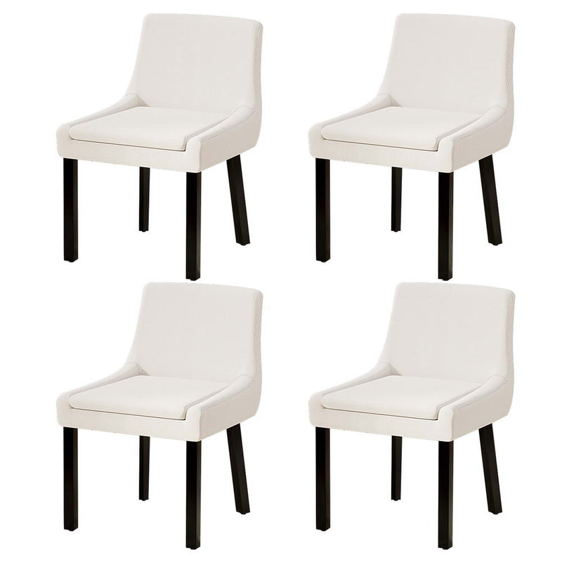 Artiss Dining Chairs x4 Corduroy Wooden Beige