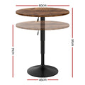 Artiss Bar Table 60cm Height Adjustable 360 Swivel Rustic Brown