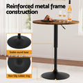 Artiss Bar Table 60cm Height Adjustable 360 Swivel Rustic Brown