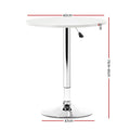 Artiss Round White Bar Table Gas Lift