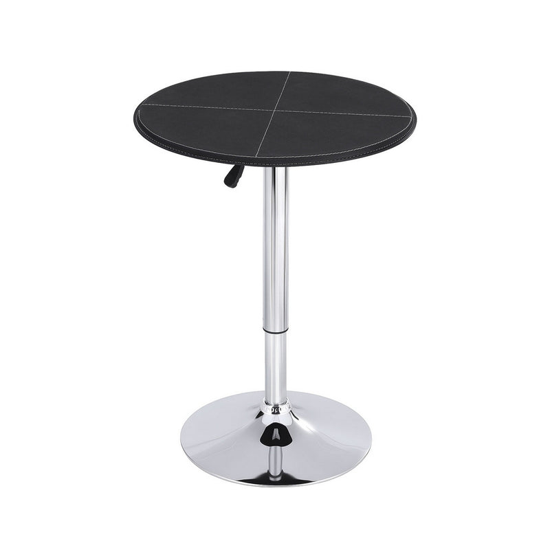 Artiss Bar Table Round Swivel Height Adjustable 62cm Black PVC