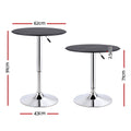 Artiss Bar Table Round Swivel Height Adjustable 62cm Black PVC