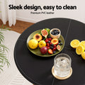 Artiss Bar Table Round Swivel Height Adjustable 62cm Black PVC