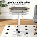 Artiss Bar Table Round Swivel Height Adjustable 62cm Black PVC