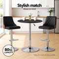 Artiss Bar Table Round Swivel Height Adjustable 62cm Black PVC
