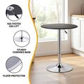 Artiss Bar Table Round Swivel Height Adjustable 62cm Black PVC