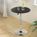 Artiss Bar Table Round Swivel Height Adjustable 62cm Black PVC