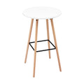 Artiss Round Bar Table 98cm White Wood Kitchen Counter Dining