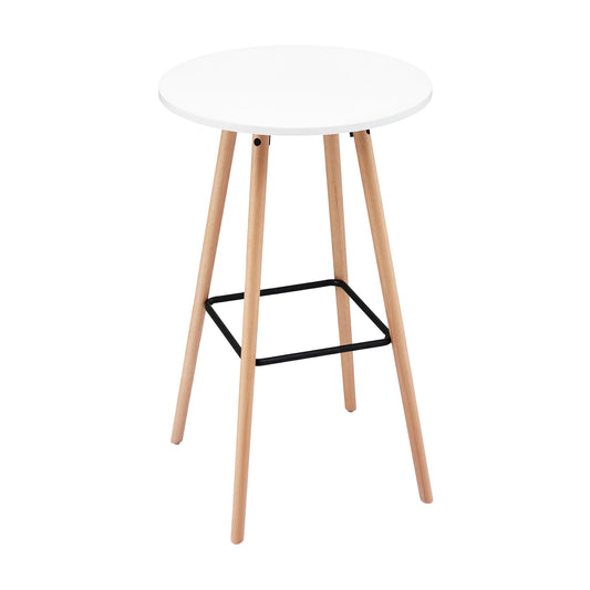 Artiss Round Bar Table 98cm White Wood Kitchen Counter Dining