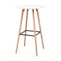 Artiss Round Bar Table 98cm White Wood Kitchen Counter Dining