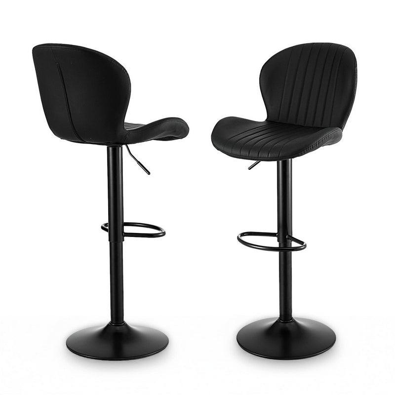 Artiss 2x Bar Stools Swivel Gas Lift Counter Chair Black Leather