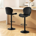 Artiss 2x Bar Stools Swivel Gas Lift Counter Chair Black Leather