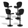 Artiss 4x Bar Stools Swivel Gas Lift Counter Chair Black Leather