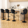 Artiss 4x Bar Stools Swivel Gas Lift Counter Chair Black Leather
