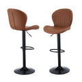 Artiss 2x Bar Stools Swivel Gas Lift Counter Chair Brown Leather