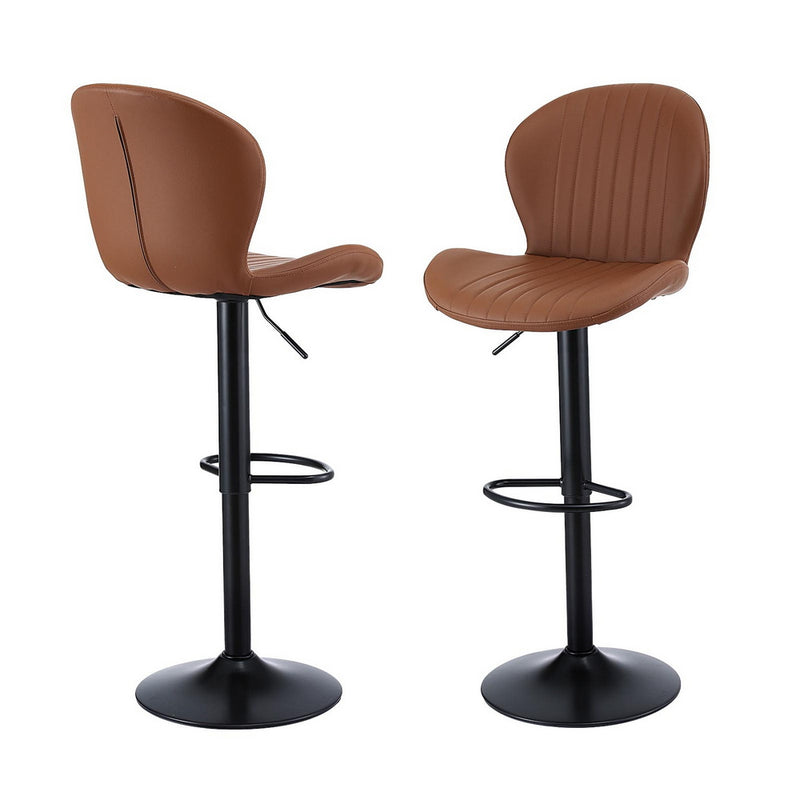 Artiss 2x Bar Stools Swivel Gas Lift Counter Chair Brown Leather