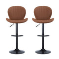 Artiss 2x Bar Stools Swivel Gas Lift Counter Chair Brown Leather