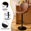 Artiss 2x Bar Stools Swivel Gas Lift Counter Chair Brown Leather