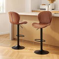 Artiss 2x Bar Stools Swivel Gas Lift Counter Chair Brown Leather