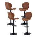 Artiss 4x Bar Stools Swivel Gas Lift Counter Chair Brown Leather