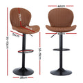 Artiss 4x Bar Stools Swivel Gas Lift Counter Chair Brown Leather