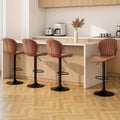 Artiss 4x Bar Stools Swivel Gas Lift Counter Chair Brown Leather