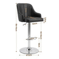 Artiss Bar Stool X2 Gas Lift Adjustable Curved Striped Backrest PU Leather Black