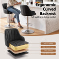 Artiss Bar Stool X2 Gas Lift Adjustable Curved Striped Backrest PU Leather Black