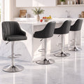 Artiss Bar Stool X4 Gas Lift Adjustable Curved Striped Backrest PU Leather Black