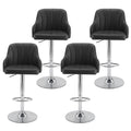 Artiss Bar Stool X4 Gas Lift Adjustable Curved Striped Backrest PU Leather Black