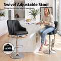 Artiss Bar Stool X4 Gas Lift Adjustable Curved Striped Backrest PU Leather Black