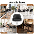 Artiss Bar Stool X4 Gas Lift Adjustable Curved Striped Backrest PU Leather Black