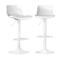 Artiss Bar Stools x2 Swivel Gas Lift Leather White Dining