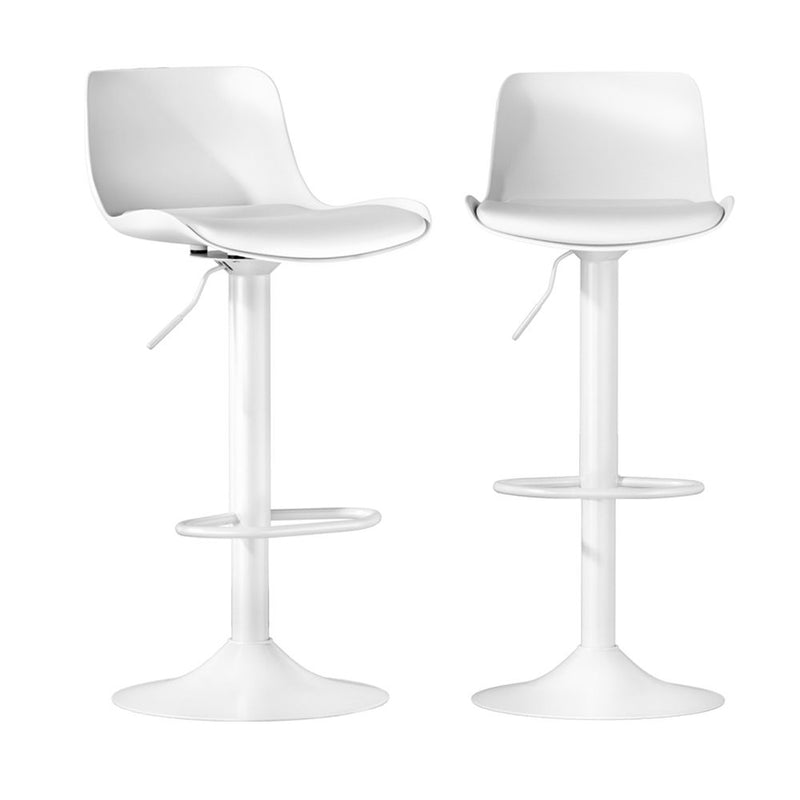 Artiss Bar Stools x2 Swivel Gas Lift Leather White Dining
