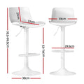 Artiss Bar Stools x2 Swivel Gas Lift Leather White Dining