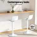 Artiss Bar Stools x2 Swivel Gas Lift Leather White Dining