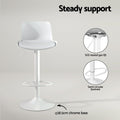 Artiss Bar Stools x2 Swivel Gas Lift Leather White Dining
