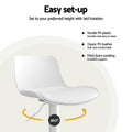 Artiss Bar Stools x2 Swivel Gas Lift Leather White Dining