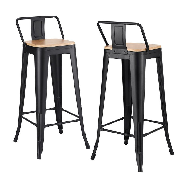 Artiss Metal Bar Stools Set of 2 Counter Height Barstools 77cm Seat Height w/ Removable Back