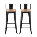 Artiss Metal Bar Stools Set of 2 Counter Height Barstools 77cm Seat Height w/ Removable Back