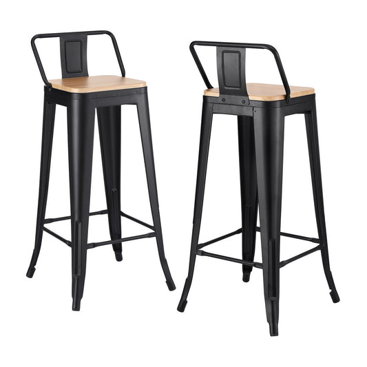Artiss 2x Bar Stools Counter Height Kitchen Stackable Metal Black