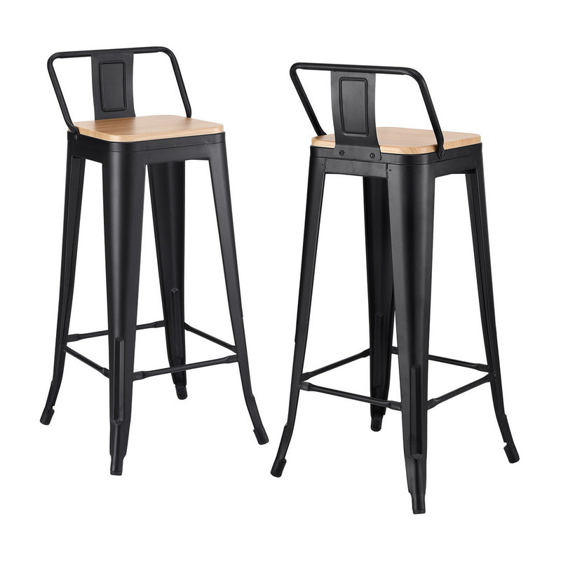 Artiss 2x Bar Stools Counter Height Kitchen Stackable Metal Black