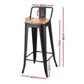 Artiss 2x Bar Stools Counter Height Kitchen Stackable Metal Black