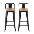Artiss 2x Bar Stools Counter Height Kitchen Stackable Metal Black