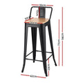 Artiss Metal Bar Stools Set of 4 Counter Height Barstools 77cm Seat Height w/ Removable Back