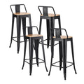 Artiss 4x Bar Stools Kitchen Counter Stackable Metal Black