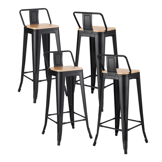 Artiss 4x Bar Stools Kitchen Counter Stackable Metal Black