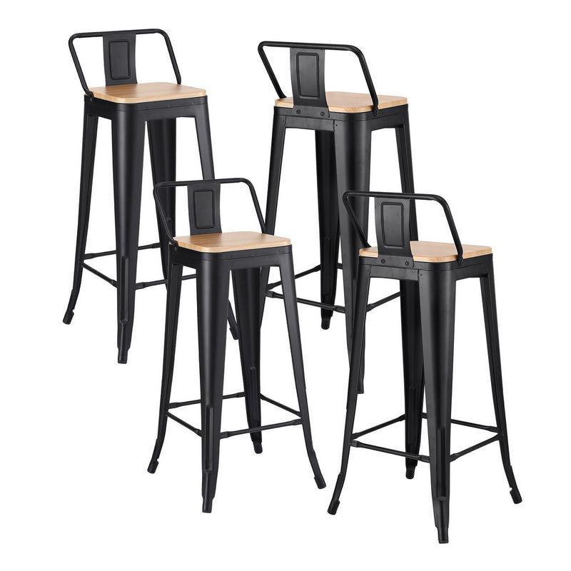 Artiss 4x Bar Stools Kitchen Counter Stackable Metal Black