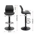 Artiss 2x Bar Stools Counter Chair Gas Lift Kitchen Extra Higher Back PP Black