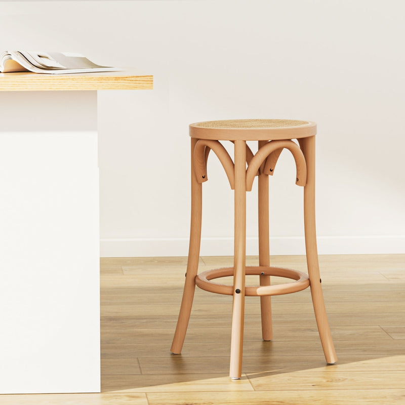 Artiss Bar Stool Rattan Seat Wooden Legs